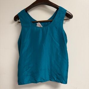 Vintage Functionals Teal Silk Tank Top Size 12-14 L/XL
